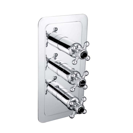 JTP Grosvenor Black Cross Thermostatic 2 Outlet Shower Valve - Unbeatable Bathrooms