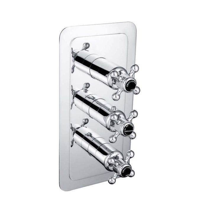 JTP Grosvenor Black Cross Thermostatic 2 Outlet Shower Valve - Unbeatable Bathrooms