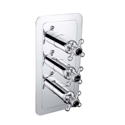 JTP Grosvenor Black Cross Thermostatic 3 Outlet Shower Valve - Unbeatable Bathrooms