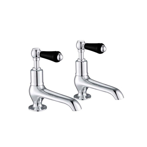 JTP Grosvenor Black Lever Long Nose 2 Hole Basin Taps (Pair) - Unbeatable Bathrooms