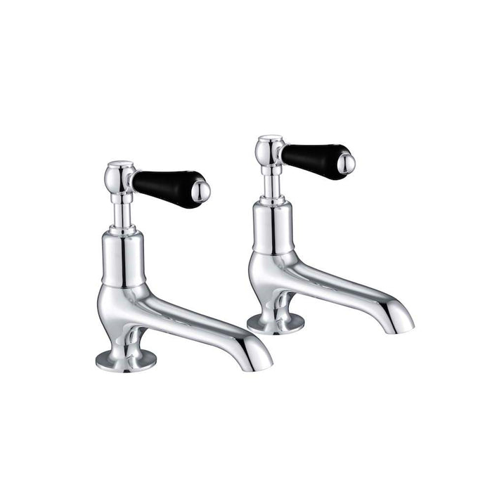 JTP Grosvenor Black Lever Long Nose 2 Hole Basin Taps (Pair) - Unbeatable Bathrooms