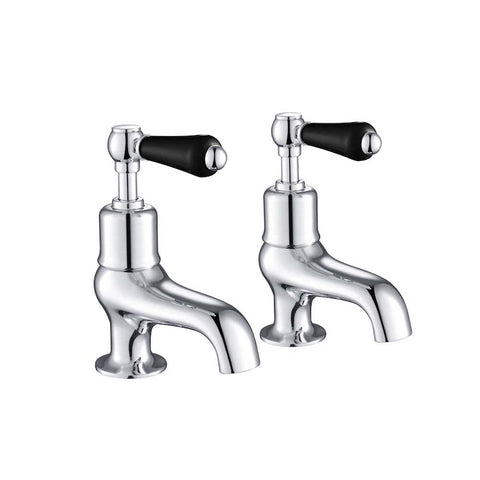 JTP Grosvenor Black Lever 2 Hole Bath Taps (Pair) - Unbeatable Bathrooms