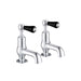 JTP Grosvenor Black Lever Cloakroom 2 Hole Basin Taps (Pair) - Unbeatable Bathrooms