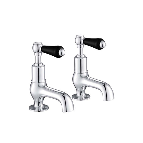 JTP Grosvenor Black Lever Cloakroom 2 Hole Basin Taps (Pair) - Unbeatable Bathrooms
