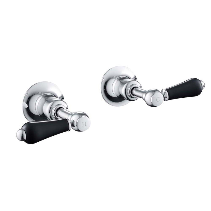 JTP Grosvenor Black Lever Concealed 1/0" Wall Valves (Pair) - Unbeatable Bathrooms