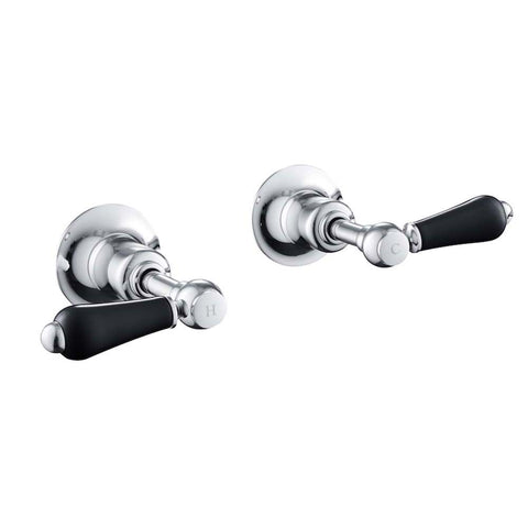 JTP Grosvenor Black Lever Concealed 1/0" Wall Valves (Pair) - Unbeatable Bathrooms