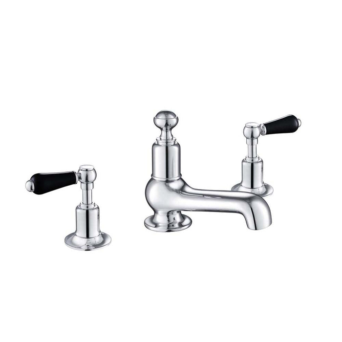 JTP Grosvenor Black Lever 3 Hole Basin Mixer Tap - Unbeatable Bathrooms