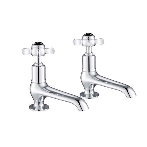 JTP Grosvenor Black Pinch Long Nose 2 Hole Basin Taps (Pair) - Unbeatable Bathrooms