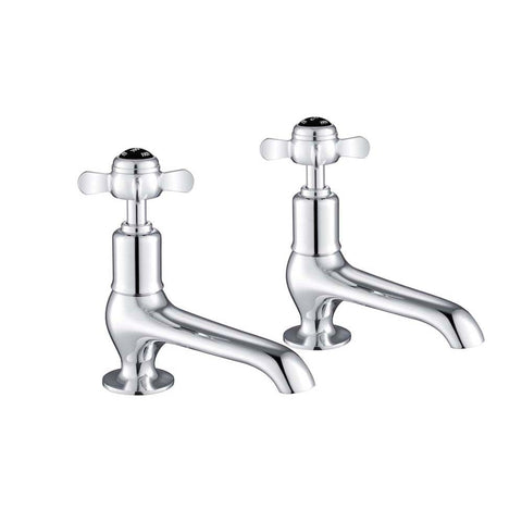 JTP Grosvenor Black Pinch Long Nose 2 Hole Basin Taps (Pair) - Unbeatable Bathrooms