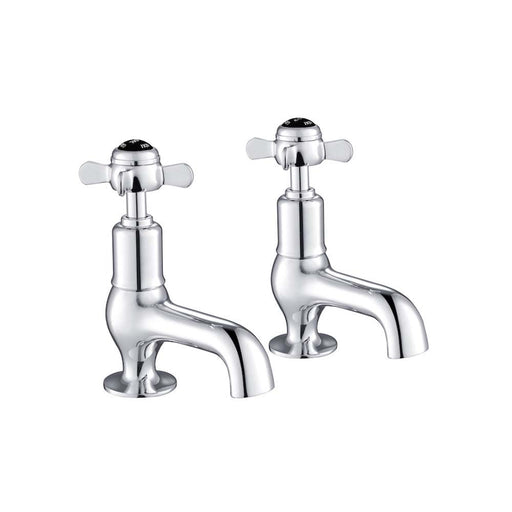 JTP Grosvenor Black Pinch Cloakroom 2 Hole Basin Taps (Pair) - Unbeatable Bathrooms