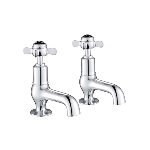 JTP Grosvenor Black Pinch Cloakroom 2 Hole Basin Taps (Pair) - Unbeatable Bathrooms
