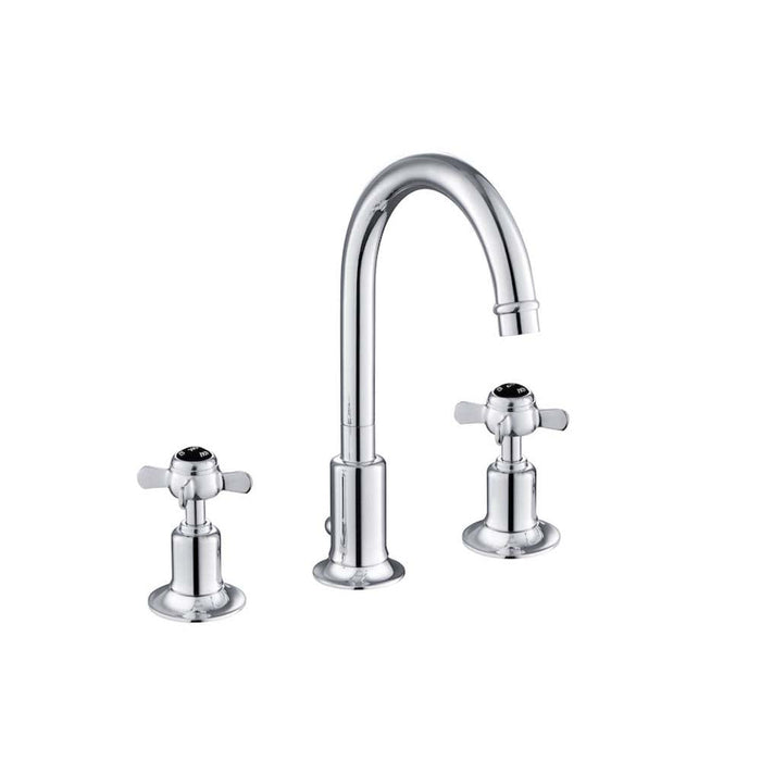 JTP Grosvenor Black Pinch 3 Hole Basin Mixer Tap Swivel Spout - Unbeatable Bathrooms