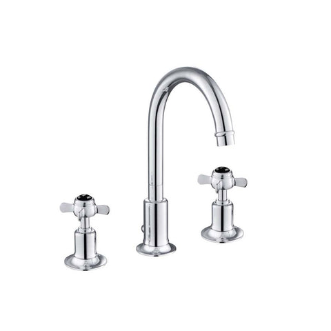 JTP Grosvenor Black Pinch 3 Hole Basin Mixer Tap Swivel Spout - Unbeatable Bathrooms