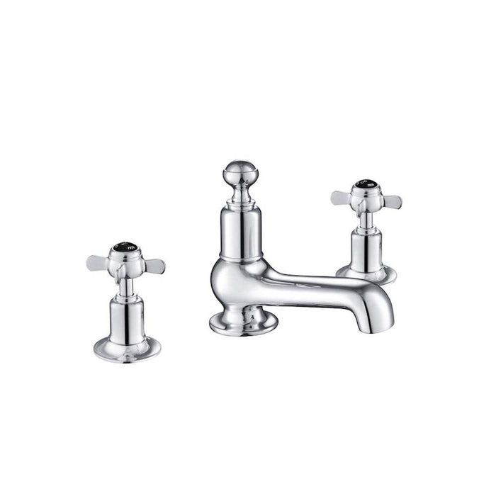 JTP Grosvenor Black Pinch 3 Hole Basin Mixer Tap - Unbeatable Bathrooms