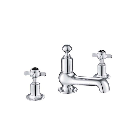 JTP Grosvenor Black Pinch 3 Hole Basin Mixer Tap - Unbeatable Bathrooms