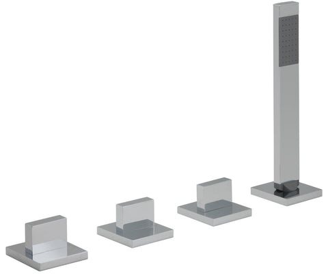 Vado Geo 4 Hole Bath Shower Mixer Deck Mounted Without Spout for Use With Bath Filler Waste and Overflow - Unbeatable Bathrooms