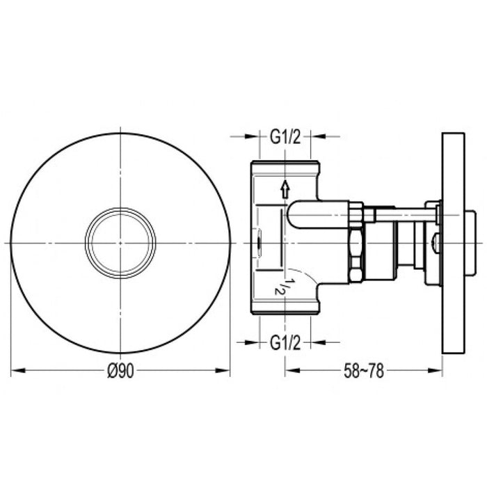 Flova Goclick Concealed On/Off Valve with Flow Control- Round Plate - Unbeatable Bathrooms