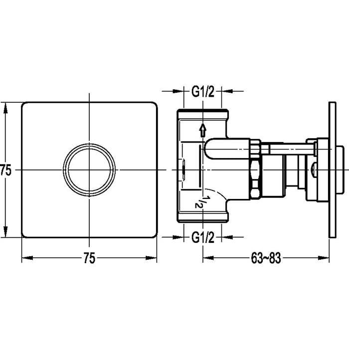 Flova Goclick&reg; Concealed On/Off Valve - Square Plate - Unbeatable Bathrooms