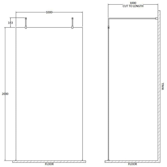 Hudson Reed Wetroom Screen with Arms and H Feet - Unbeatable Bathrooms