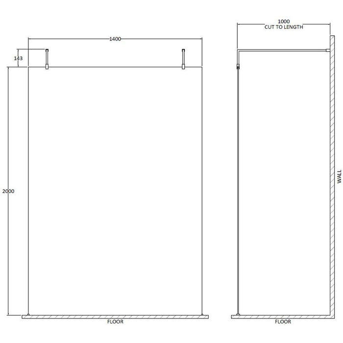 Hudson Reed Wetroom Screen with Arms and H Feet - Unbeatable Bathrooms