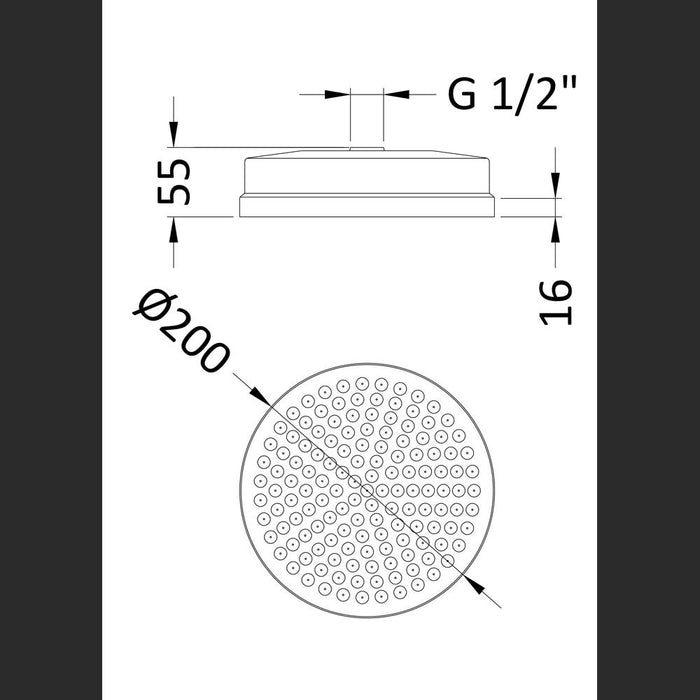 Hudson Reed Tec 8" Fixed Head 20cm Diameter - Unbeatable Bathrooms