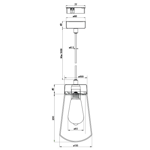 HiB Summit Pendant LED Hanging Ceiling Light - Retro Style - 0760 - Unbeatable Bathrooms
