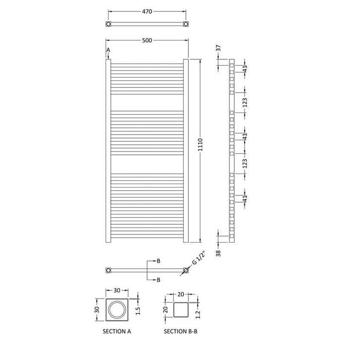 Hudson Reed Square Chrome Radiator - Unbeatable Bathrooms