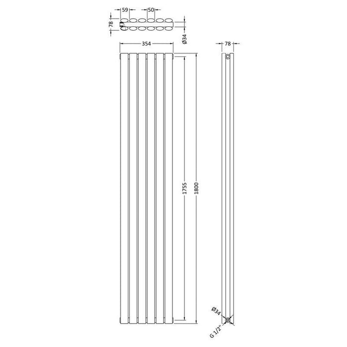 Hudson Reed Revive Double Panel Radiator 180cm x 35.4cm - Unbeatable Bathrooms