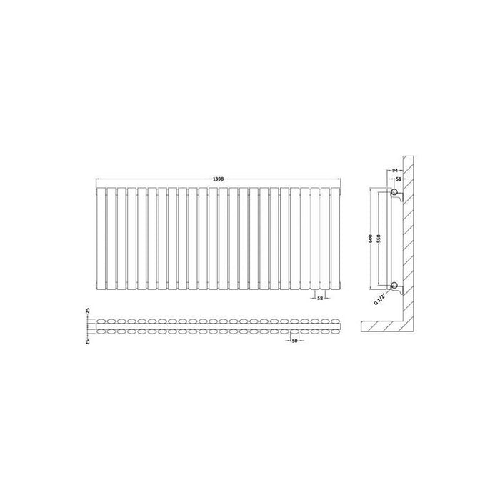 Hudson Reed Revive Horizontal Double Panel Radiator - Unbeatable Bathrooms