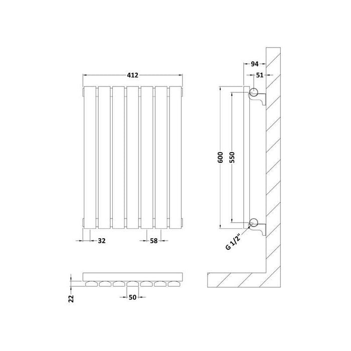 Sloane Horizontal Single Panel Radiator - Unbeatable Bathrooms