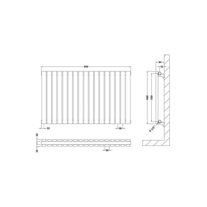 Sloane Horizontal Double Panel Radiator - Unbeatable Bathrooms