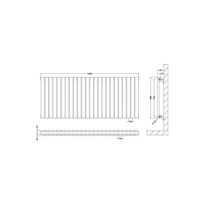 Sloane Horizontal Double Panel Radiator - Unbeatable Bathrooms