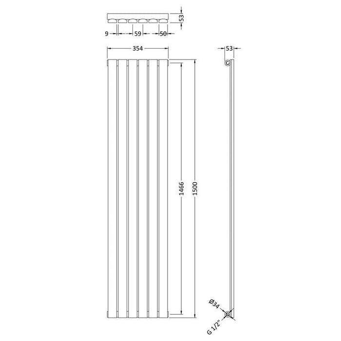 Sloane Vertical Single Panel Radiator 150cm x 35.4cm - Unbeatable Bathrooms