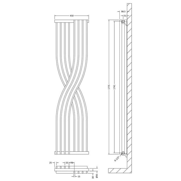 Hudson Reed Xcite Designer Radiator 177.5cm x 45cm - Unbeatable Bathrooms