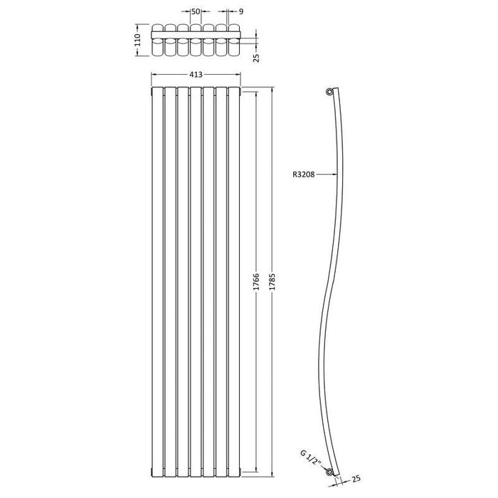 Hudson Reed Revive Wave Radiator 178.5cm x 41.3cm - Unbeatable Bathrooms