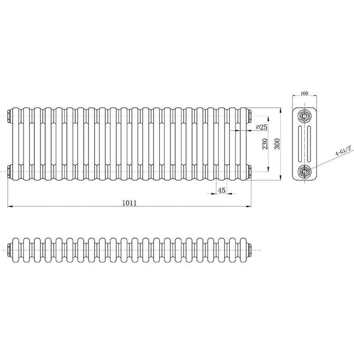 Hudson Reed Colosseum Triple Radiator - Unbeatable Bathrooms