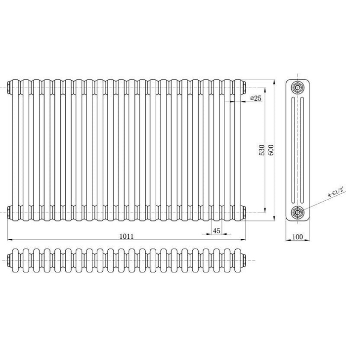 Hudson Reed Colosseum Triple Radiator - Unbeatable Bathrooms