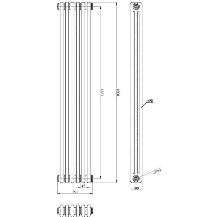 Hudson Reed Colosseum Wall Mounted Triple Radiator - Unbeatable Bathrooms