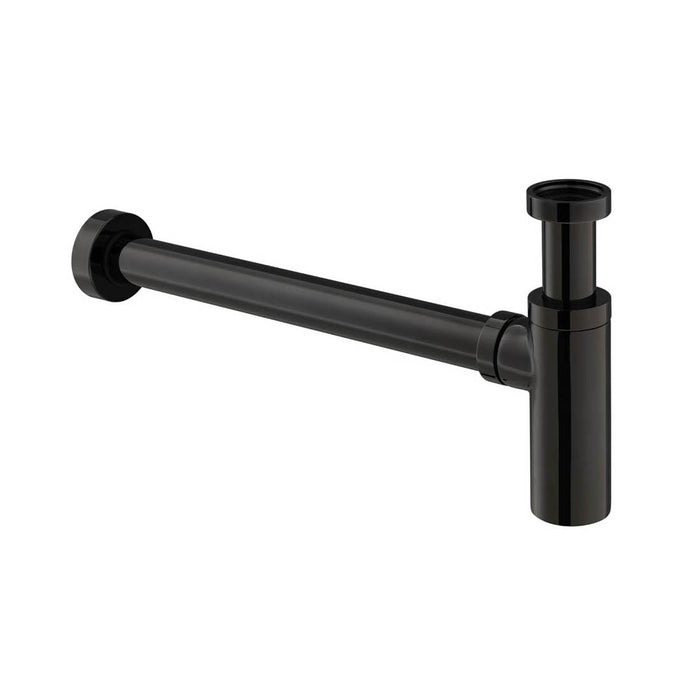 Vado Omika Noir Contemporary Round Bottle Trap - 1.1/4" x 1.1/4" - Brushed Black - Unbeatable Bathrooms