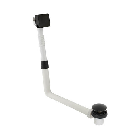 Vado Omika Noir Clic-Clac Bath Filler Waste + Square Overflow - Polished Black - Unbeatable Bathrooms