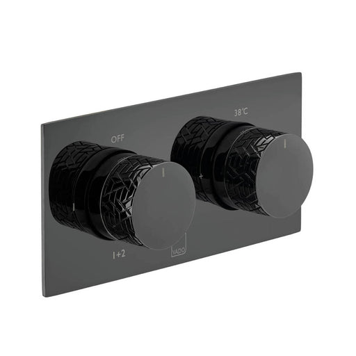Vado Omika Noir Two Outlet Horizontal Tablet Thermostatic Shower Valve - Polished Black - Unbeatable Bathrooms