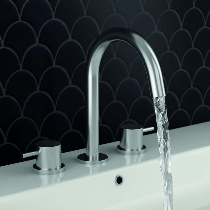 JTP Inox 3 Hole Basin Mixer Tap - Unbeatable Bathrooms