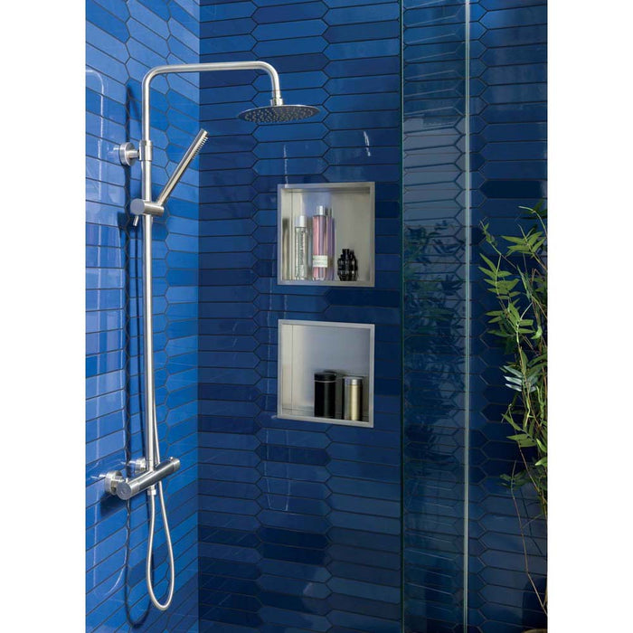 JTP Inox Thermostatic Bar Valve with 2 Outlets, Adjustable Riser & Shower Handset - Unbeatable Bathrooms