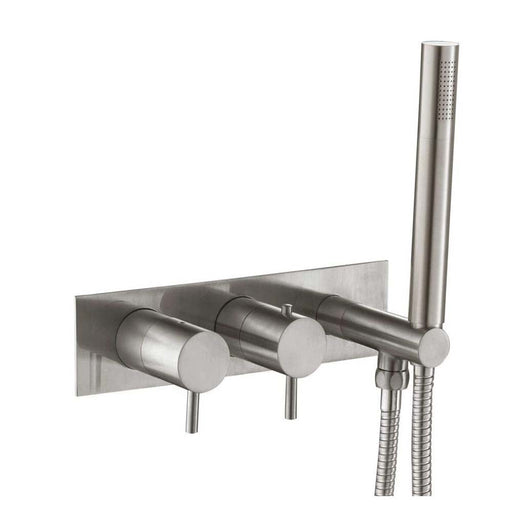 JTP Inox 3 Hole Wall Mounted Bath Shower Mixer Tap with Hose Attachment - Unbeatable Bathrooms