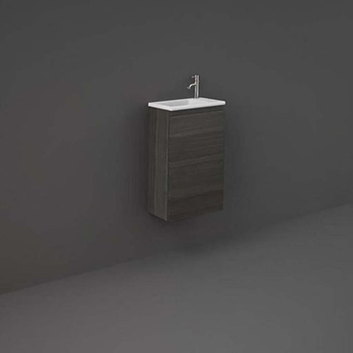 RAK Joy 400mm Vanity Unit - Wall Hung 1 Door Unit in Moka Walnut - Unbeatable Bathrooms