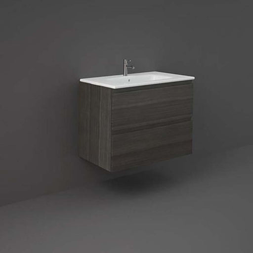 RAK Joy 800mm Vanity Unit - Wall Hung 2 Drawer Unit in Moka Walnut - Unbeatable Bathrooms