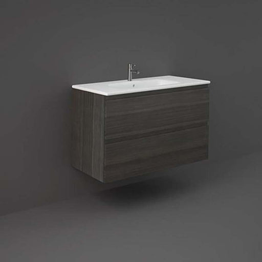 RAK Joy 1000mm Vanity Unit - Wall Hung 2 Drawer Unit in Moka Walnut - Unbeatable Bathrooms
