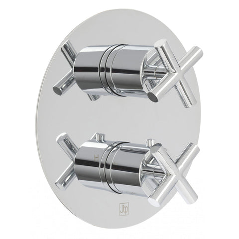 JTP Solex Thermostatic Concealed 2 Outlet 2 Controls Round Shower Valve - Unbeatable Bathrooms