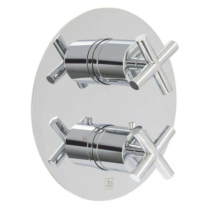 JTP Solex Thermostatic Concealed 3 Outlet 2 Controls Round Shower Valve - Unbeatable Bathrooms