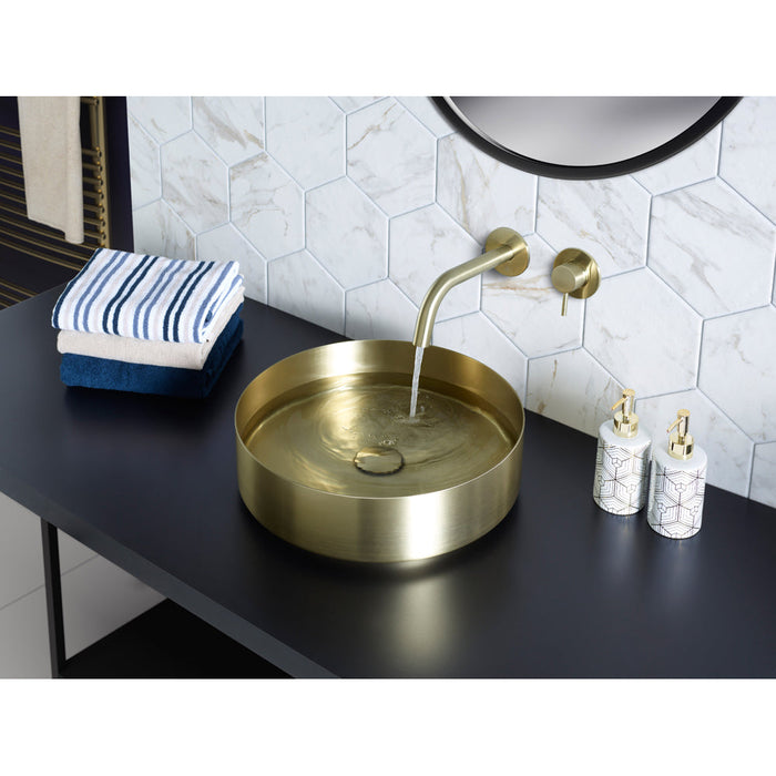 JTP Vos Brushed Brass Grade 316 Stainless Steel Counter Top Basin - Unbeatable Bathrooms